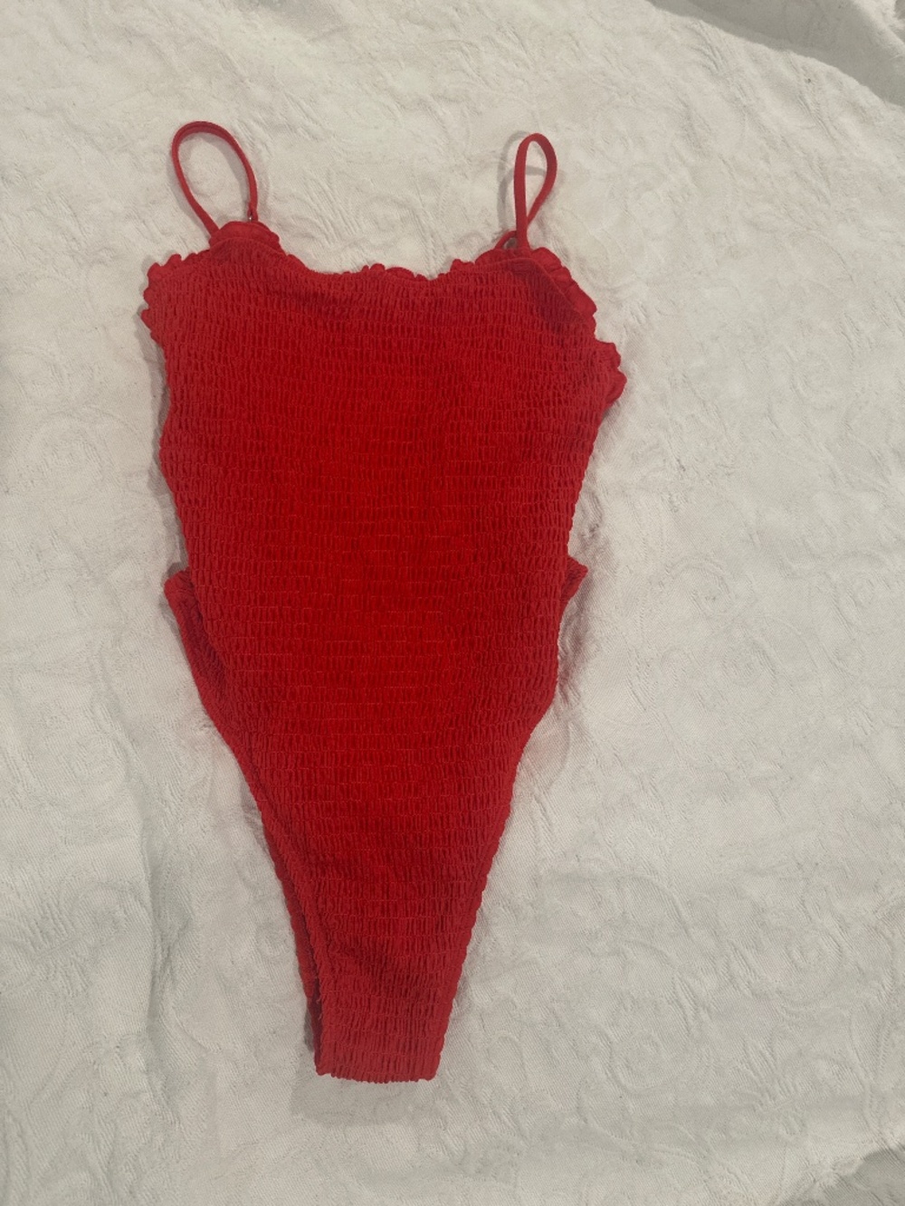 Victoria’s Secret Red Smocked One Piece Swimsuit Size Small